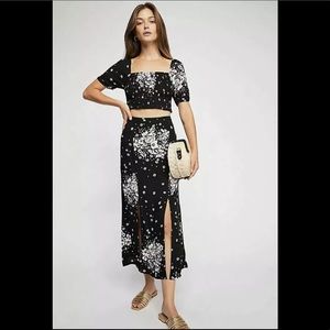 New Free People Bare With Me Midi Skirt Slit